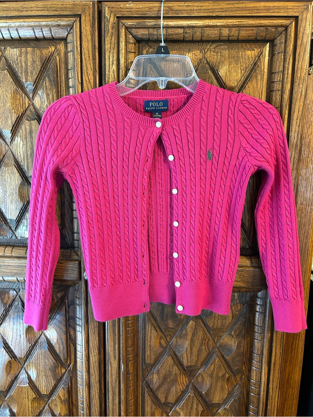 Polo by Ralph Lauren Bright Pink Cable-Knit Cardigan